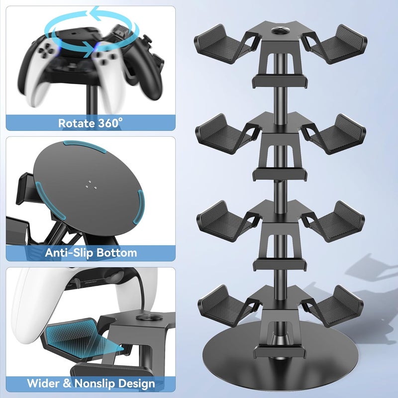 Kosker Headset Stand 4 Tiers for Desk, Rotatable Gaming Controller Stand for PS5/PS4/Xbox/Switch2/PS Portal/Phone, Universal PC Gamer Gift Accessory Controller/Headphone Holder for 12 Packs Controller - Image 3